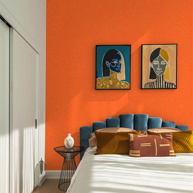 Abyssaly Self Adhesive Wallpaper Orange Sticky Back Plastic Roll Removable - Image 3