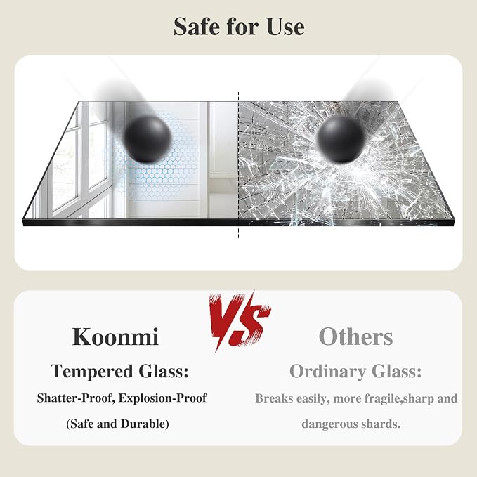 Koonmi Black Mirrors for Wall, 36x60 Inch Bathroom Mirror, Rectangular Wall - Image 5