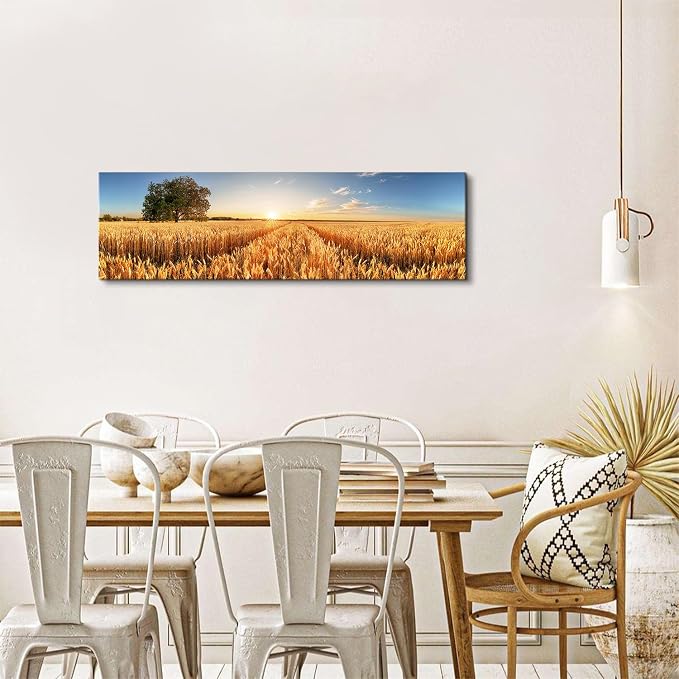 Sunset Forest Wall Art Nature Wheat Field Landscape Pictures Wall Decor - Image 5