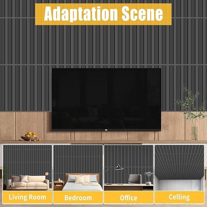 20 Pack 3D PVC Fluted Slat Wall Panels 12x12 Inch Covers 20 Sq.Ft Black - Image 6