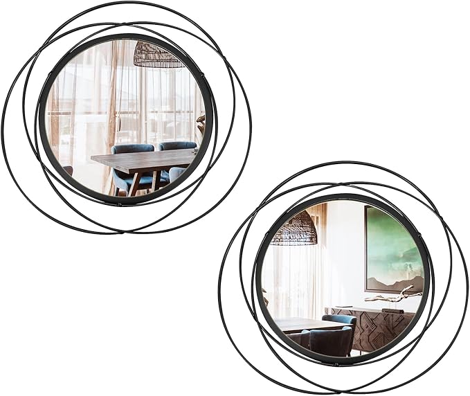 2 Set. Circle Mirrors for Wall Decor for Living Room Bedroom Bathroom Entryway by Cityelf