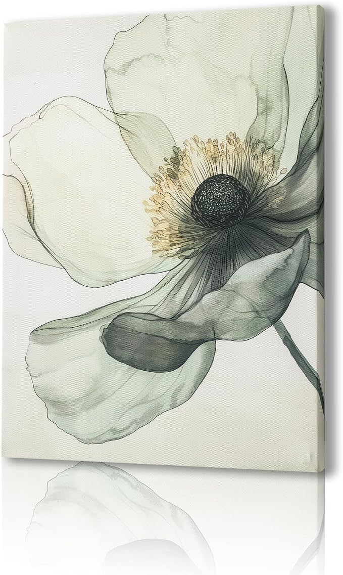 Sage Green Wall Art, flower pictures wall decor, Minimalist Modern Gold Green - Image 9