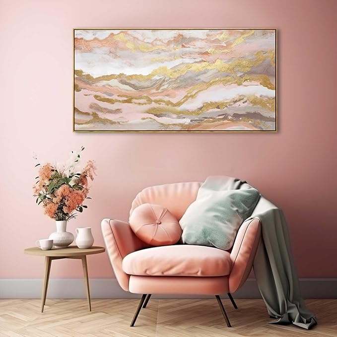 YJYart Pink Abstract Wall Art/Girl Room 20x40 Inch/Large Wall Art - Image 2