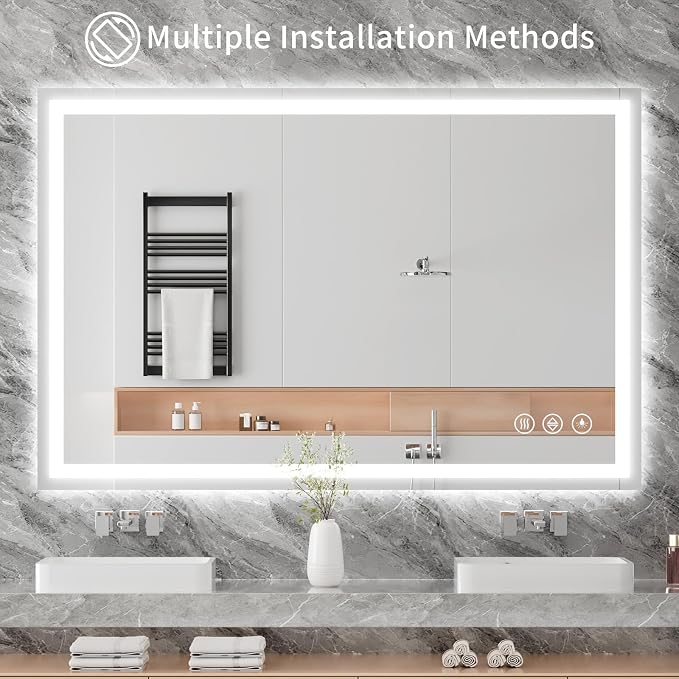 Koonmi 55"x30" LED Mirror for Bathroom, 90CRI Anti-Fog Vanity Mirror - Image 7