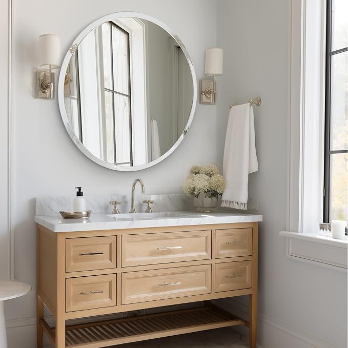 USHOWER 36" Round Frameless Wall Mirror - Image 7
