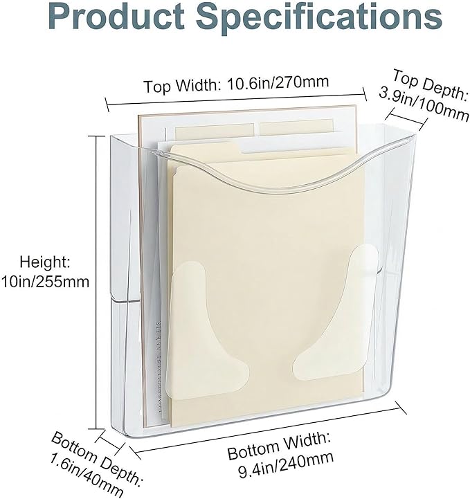 PAG 6-Pocket Clear Wall Mount File Organizer - Image 6