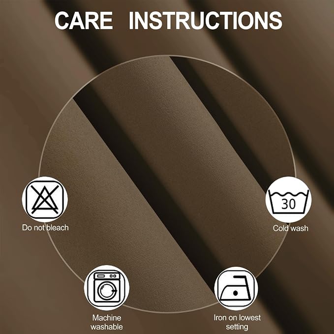 LEMOMO Blackout Curtains 52 x 90 inches Long Brown Curtains Set of 2 Panels - Image 4