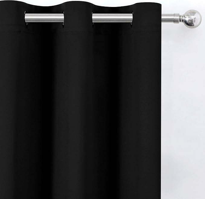LEMOMO Blackout Curtains 52 x 84 inches Long Black Curtains Set of 2 Panels - Image 5