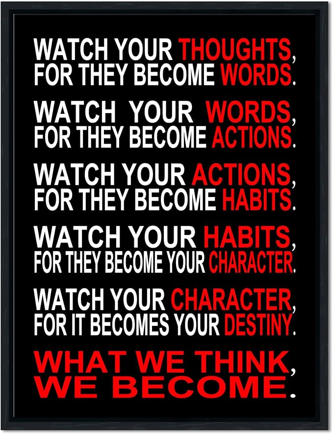 Pyradecor Black Framed Canvas Wall Art Inspirational Poster Office Positive - Image 8