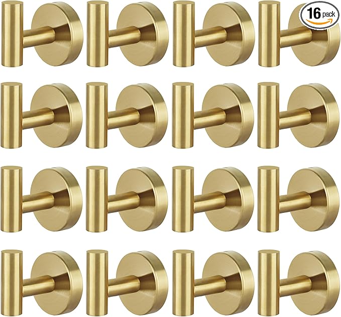 16pcs Gold BathTowel Hooks Robe Coat Bathroom Wall Hook Stainless Steel Heavy by Homagic