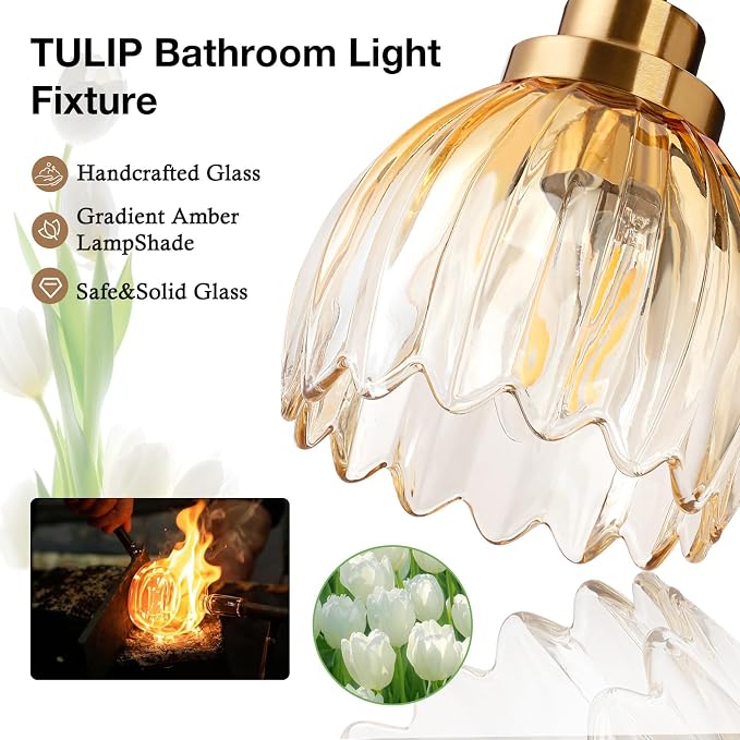 TALOYA Bathroom Vanity Light Fixtures, 3-Light Modern Black and Gold Wall - Image 5