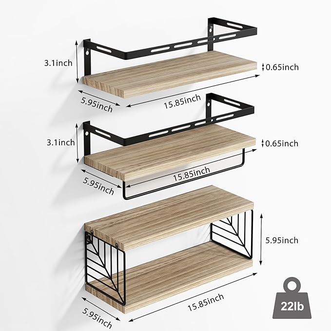 Fixwal Bathroom Shelves Over Toilet, Floating Shelves Wall Mounted - Image 3