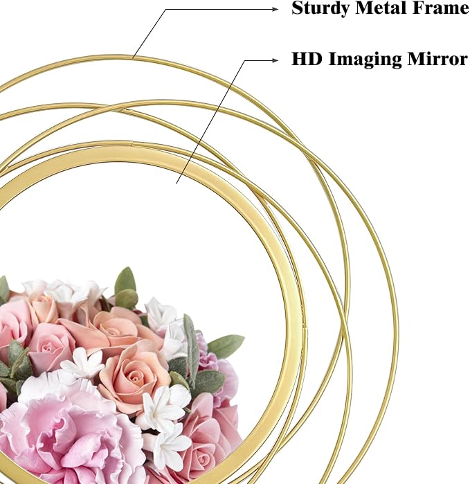 3 Set 9.5 Inch Gold Circle Mirrors Wall Decor Iron Frame Wire Mirror Metal - Image 6