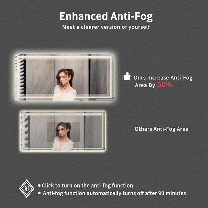 Big Bathroom Mirror, 84x40 Inch Gradient Front and Backlit Lighted Mirror - Image 6
