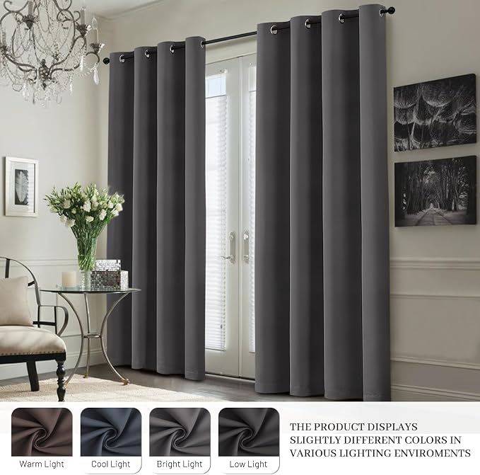 Yakamok 100% Blackout Curtain Panels 63 inches Cold and Light Blocking Drapes - Image 7