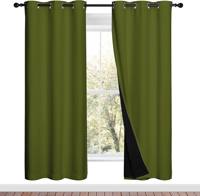 NICETOWN Olive Green Full Shade Curtain Panels, Olive Green, Pair of Thermal by NICETOWN