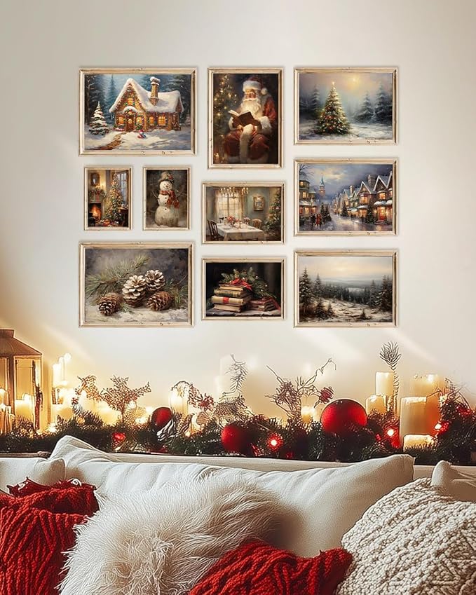KBKBART Christmas Wall Art Prints Set of 10, Winter Christmas Picture Wall - Image 6