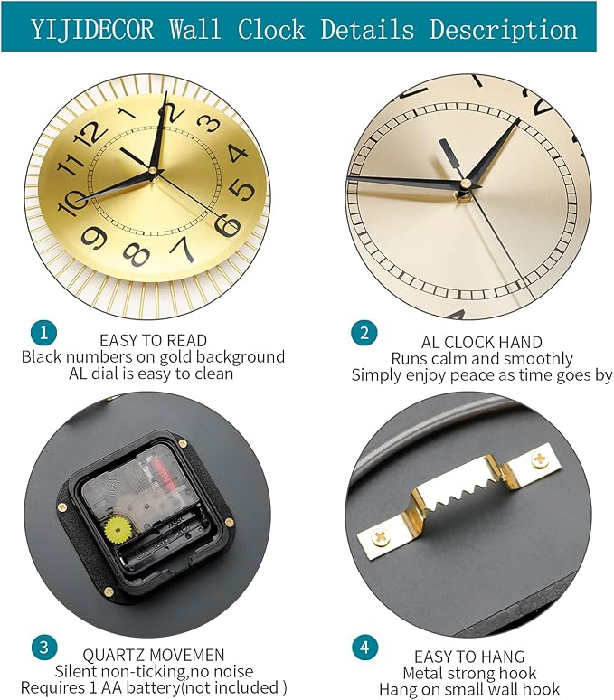 Large Wall Clocks for Living Room Decor Big Silent Wall Clock Battery Operated - Image 5