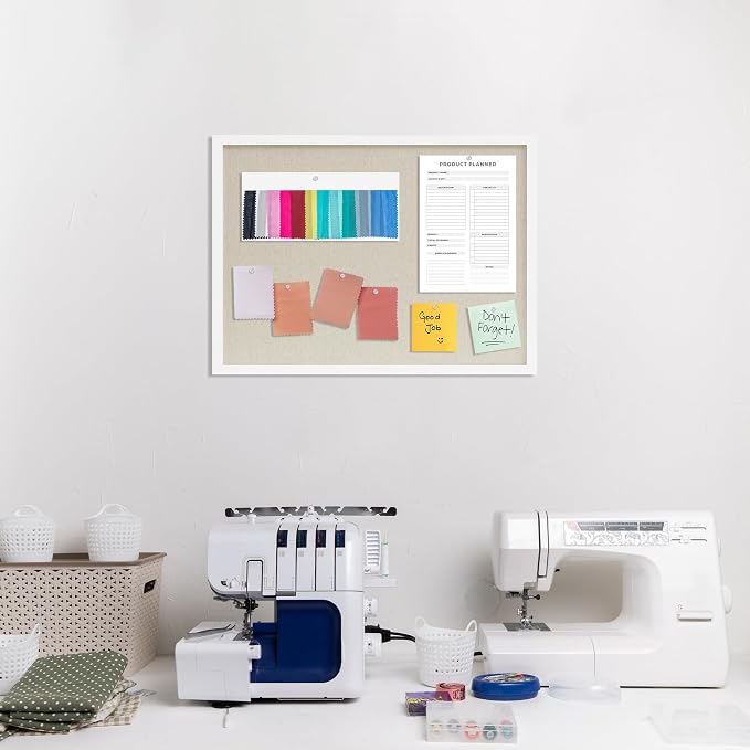 DAHAPYBOO Cork Board with Linen White, Bulletin Board 23"x17" Hanging Corkboards - Image 7