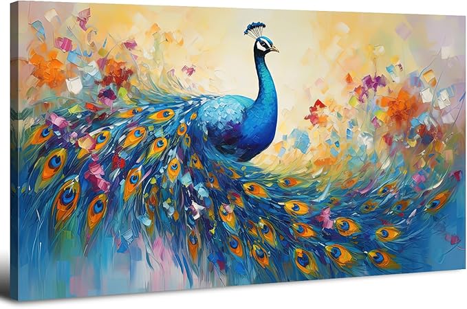 Abstract Peacock Wall Art Colorful Peacock Pictures Wall Decor Abstract Bird by HOME