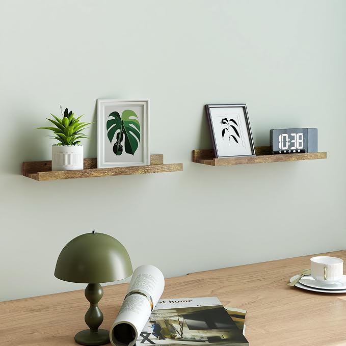 Floating Shelves for Wall Decor, Wall Mounted Wood Storage Shelf for Bedroom - Image 2