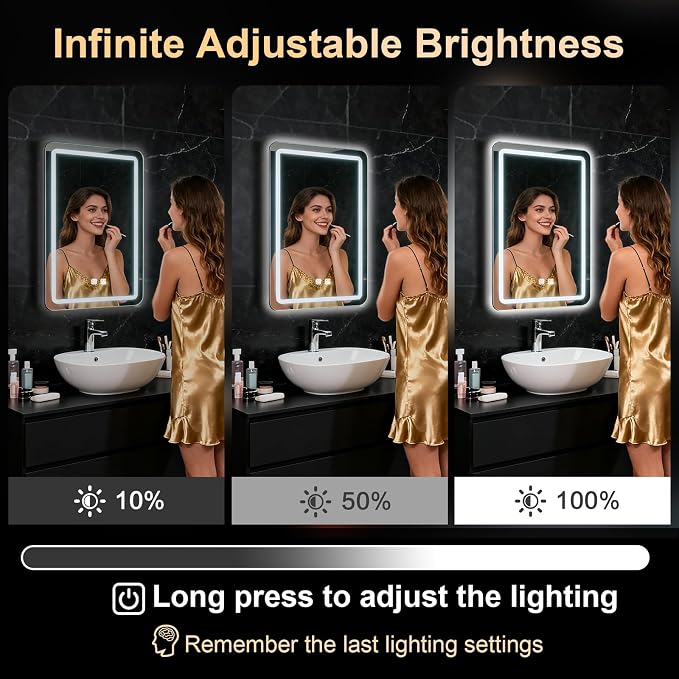 LED Bathroom Mirror, 16 x 24 Inch Anti-Fog Bathroom Mirror - Image 4