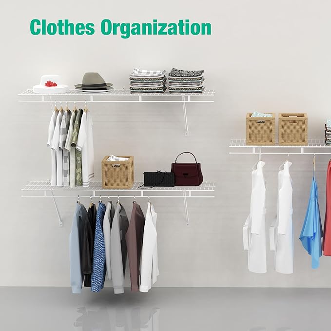 HAUSHOF Closet Shelves Wall Mounted 4-Pack, 4 ft x 12in White Wire Shelving - Image 5