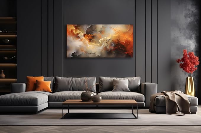 VHMING Abstract Wall Art Home Decor Orange Artwork Wall Art Prints Canvas - Image 2