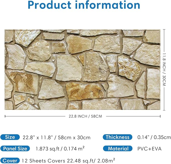 COMSTICKC 3D Faux Stone Wall Panels Peel and Stick, DIY UrltraLight PVC Fake - Image 5