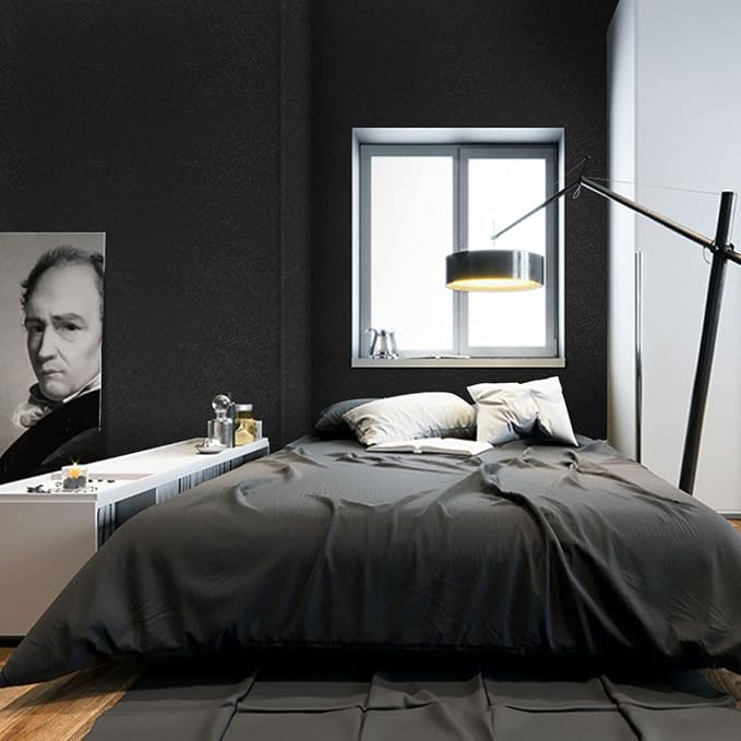 Abyssaly 35.4" x 118" Black Silk Wallpaper Peel and Stick Embossed Self - Image 8