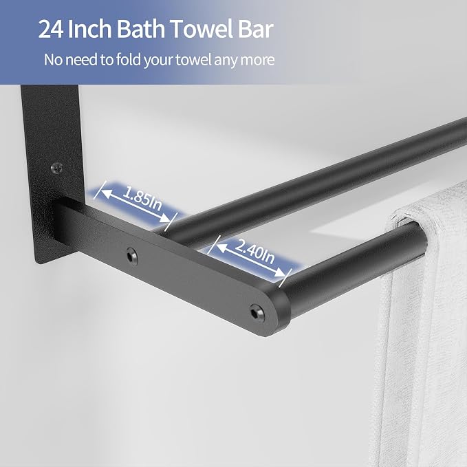 Towel Racks for Bathroom Wall Mounted 24", 3 Tier Bathroom Towel Shelf - Image 3
