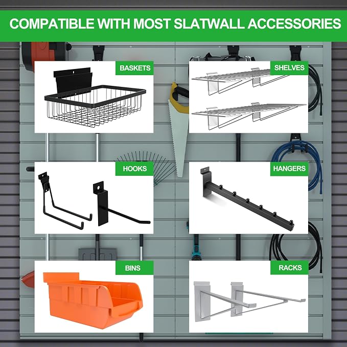 RELIANCER PVC Slat Wall Panels, 4ft by 4ft Garage Wall Organizer Storage System - Image 8