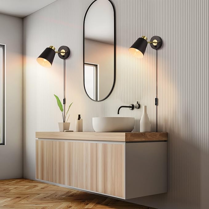 VATONI Wall Sconce Plug in, Dimmable Wall Sconces Adjustable Wall Lights - Image 7