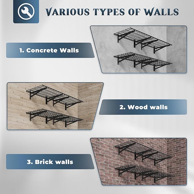 Jusgym 4 Pack Heavy Duty Garage Wall Shelving Set, Wall Mounted Garage Shelves - Image 3
