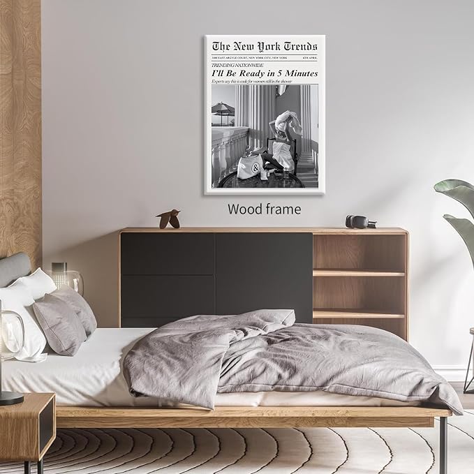 Vintage Newspaper Framed Wall Art Trendy Black and White Aesthetic Posters - Image 5