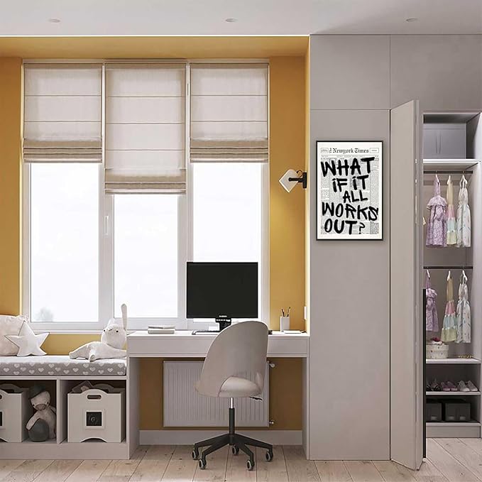 Retro Black And White Newspaper Poster What If It All Works Out Canvas Wall Art - Image 4