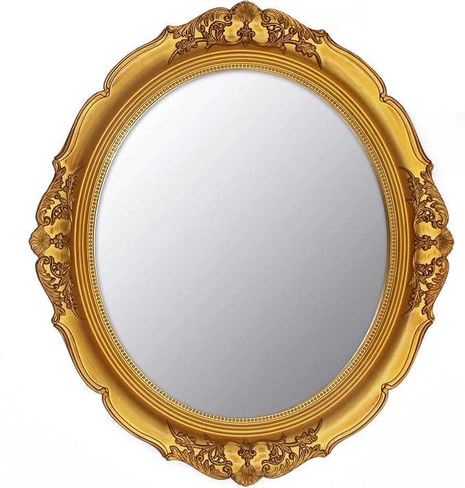 YCHMIR 14.8 x 13.1 inch Oval Wall Mirror Vintage Style Wall Mounted by YCHMIR