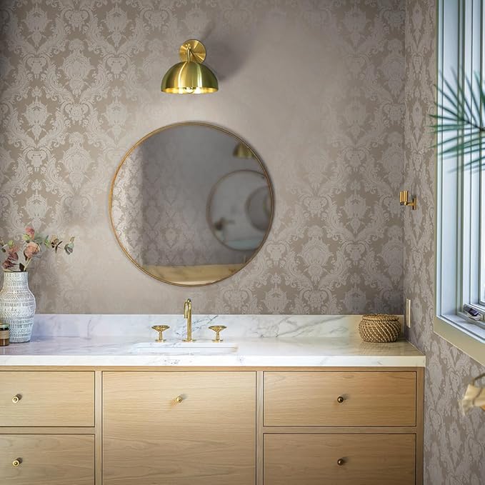 Tempaper Textured Beige Damsel Removable Peel and Stick Damask Wallpaper - Image 2