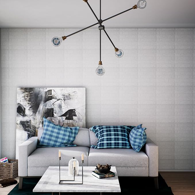 40 PCS 3D Wall Panels Peel and Stick Faux Foam 11.8"*11.8" White Brick Wallpaper - Image 4