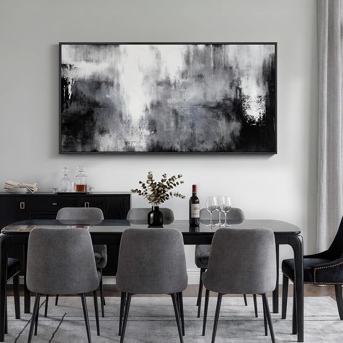 Large Framed Black and White Abstract Wall Art - Image 5