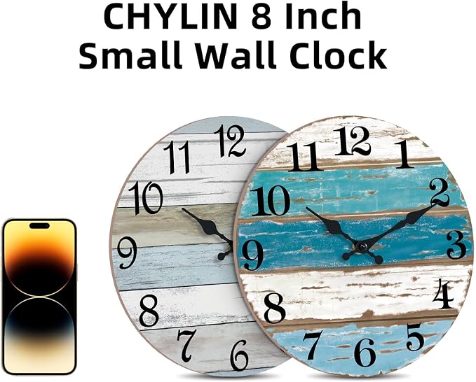CHYLIN Wall Clock, Beach Themed Blue Wall Clocks Battery Operated Silent - Image 5