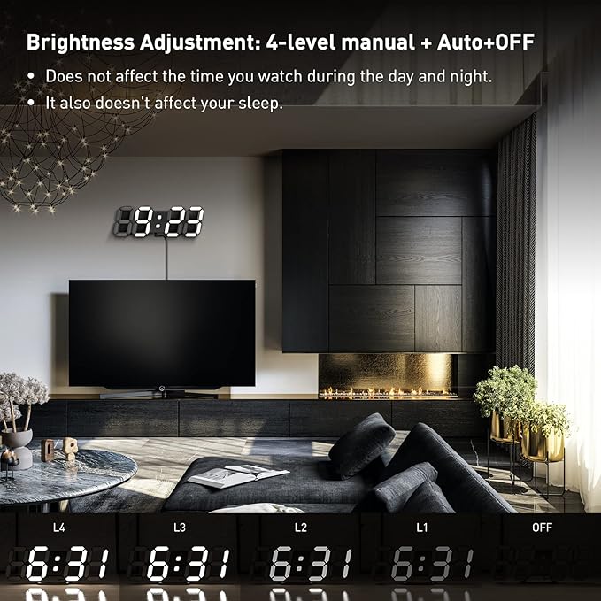 3D LED Clock Desk Alarm Clock Wall Clock - Image 4