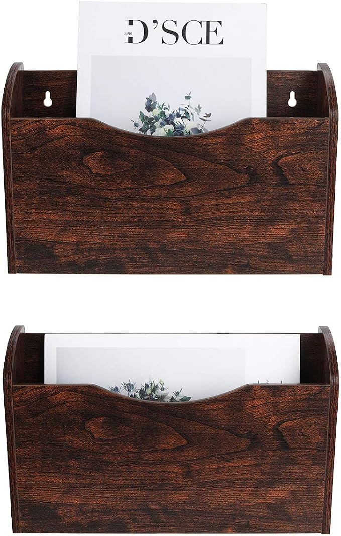 PAG Wall File Holder Wall Mounted Wood Hanging File Organizer by PAG