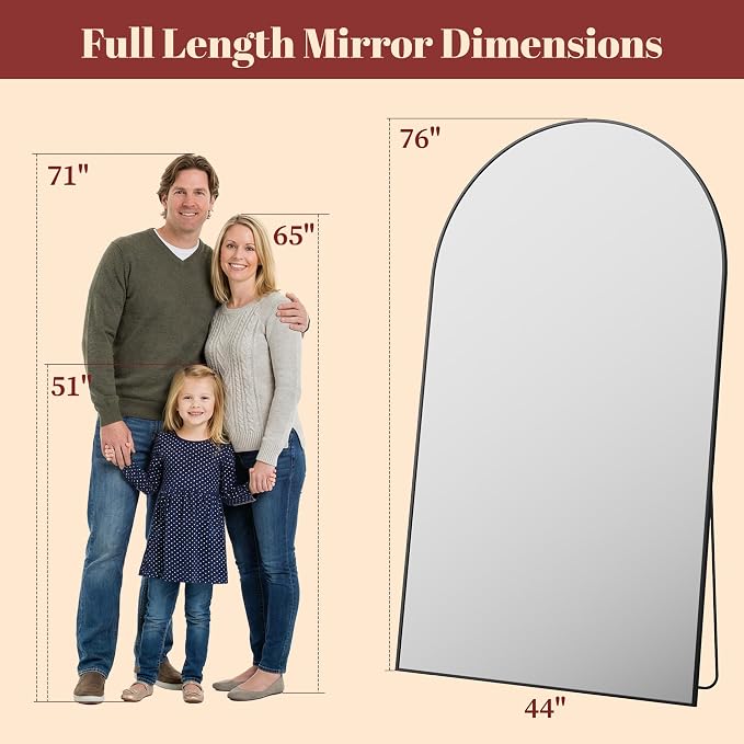 Suidia 76"x44" Arched Full Length Mirror - Image 4