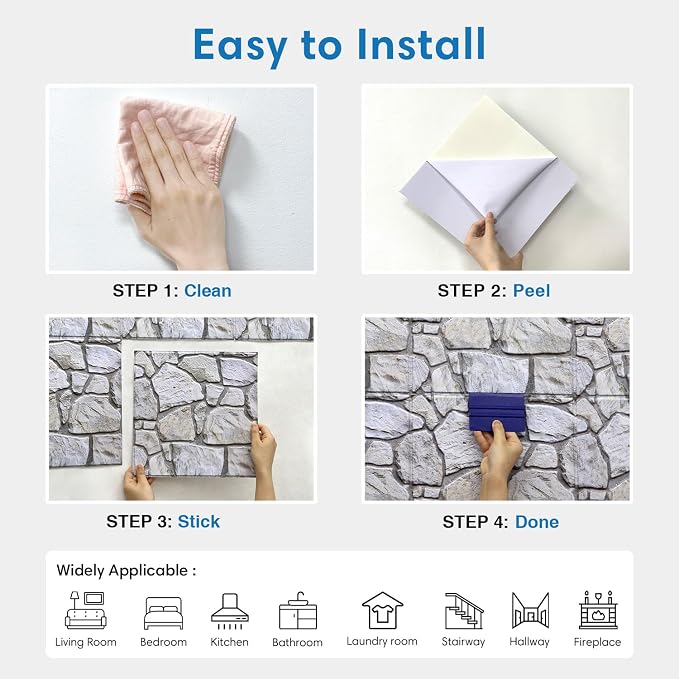 COMSTICKC 3D Faux Stone Wall Panel Peel and Stick Wall Covering, Not Real Stone - Image 9