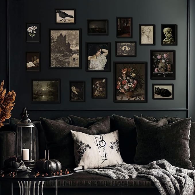 ANERZA 16 PCS Framed Dark Academia Room Decor, Gothic Home Decor, Moody Wall - Image 6