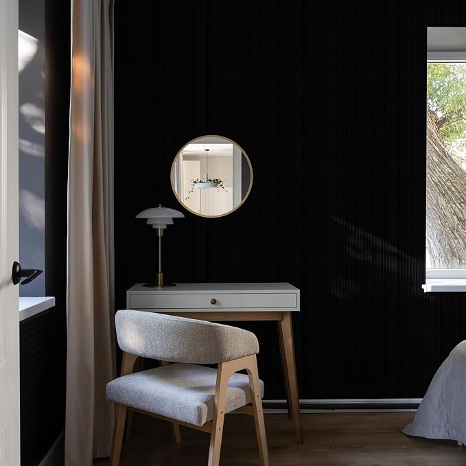 Orainege Black Wallpaper Peel and Stick Wallpaper 15.7"x196.8" Textured Contact - Image 3