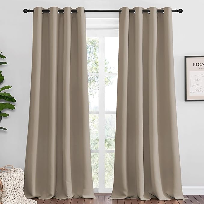 NICETOWN Taupe Blackout Curtains 102" Long, 2 Pieces by NICETOWN