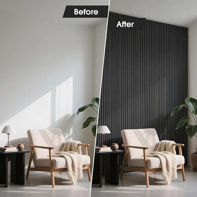 Wood Slat Wall Panels 4 Pack 94.5" x 7.9", Acoustic Wooden Panel - Image 6
