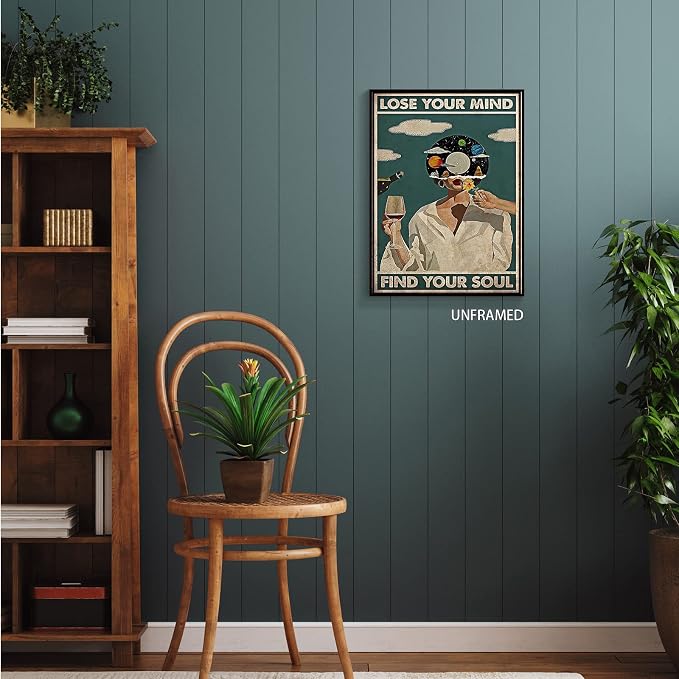 YuzhongART Vintage Lose Your Mind Find Your Soul Poster Mental Health Quote - Image 4